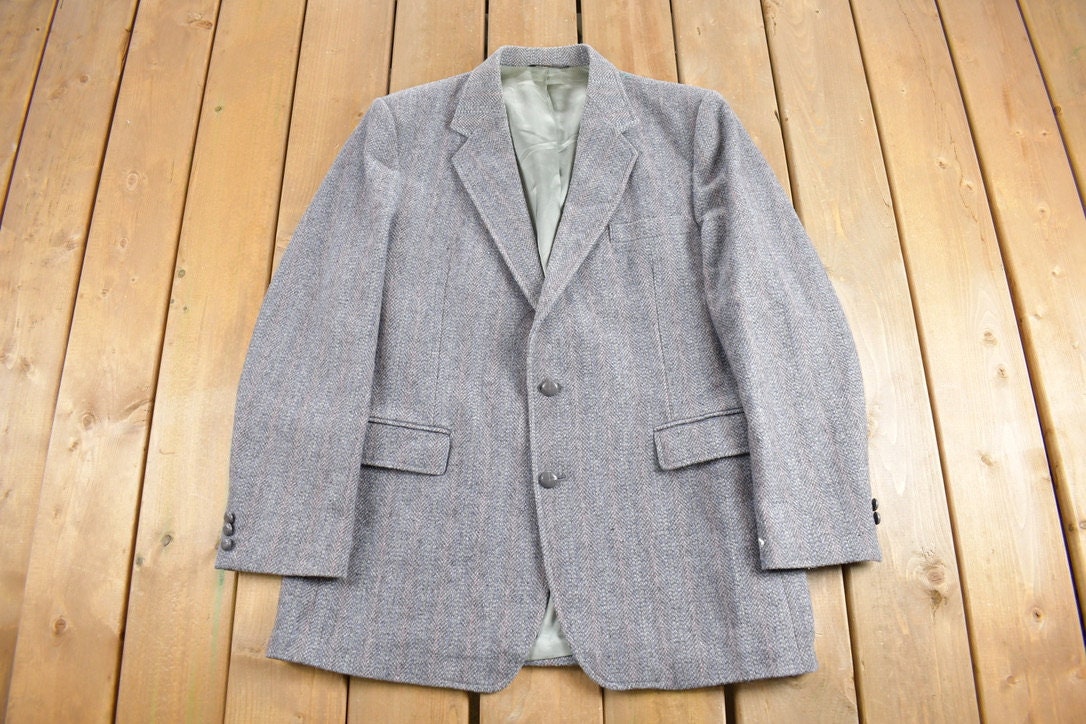 Vintage 1990s Haggar Herringbone Wool Blazer