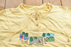 Vintage 1990s Christopher & Banks Park Theme Quarter Button Lightweight Sweater
