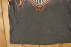 Vintage 1990s Pierce Harley Davidson De Kalb Illinois Lightning Graphic T-Shirt