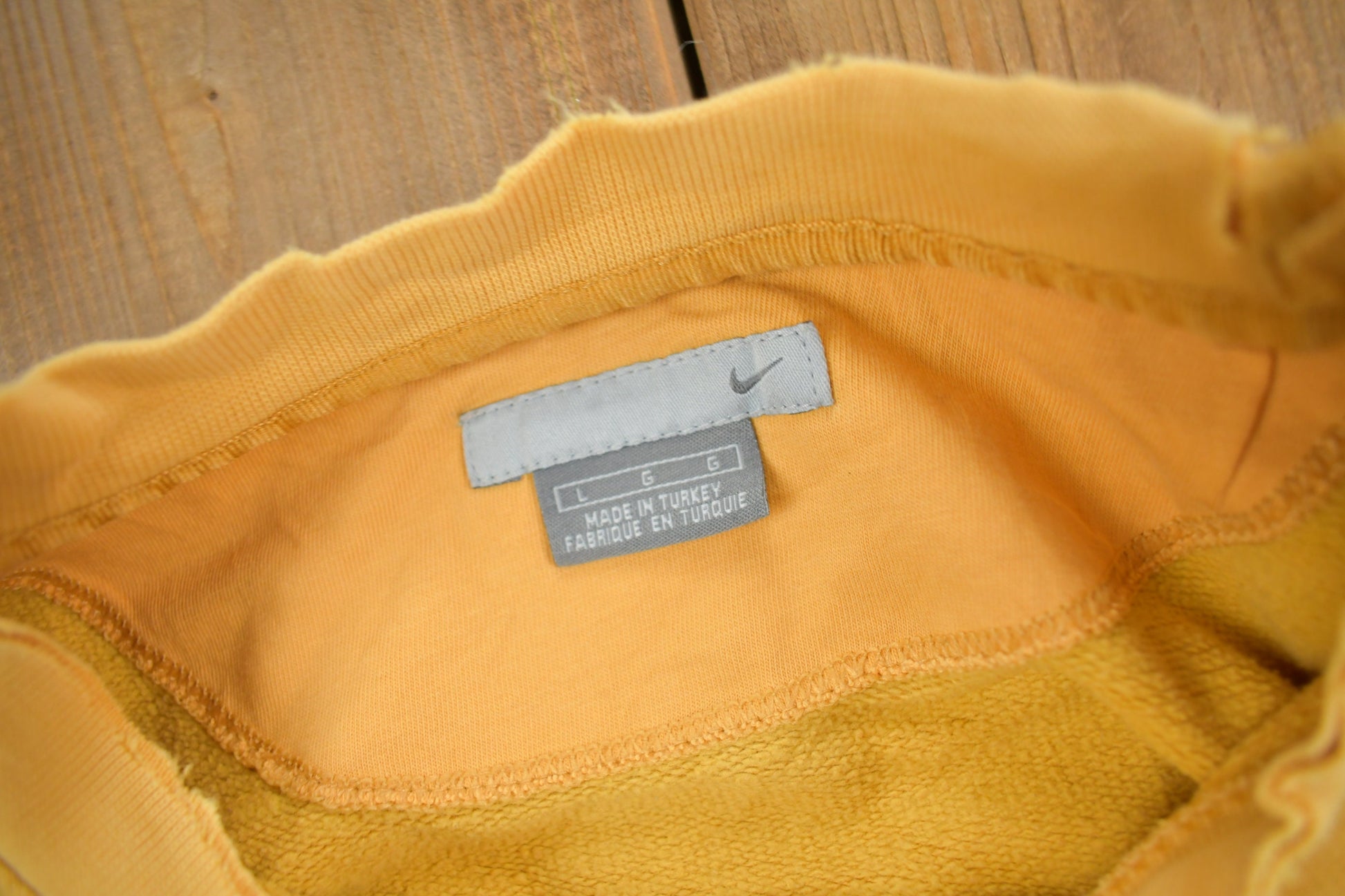 Vintage Y2K Nike Yellow Embroidered Mini Swoosh Crewneck Sweatshirt / Vintage Nike / Sportswear / Sun Faded Crewneck