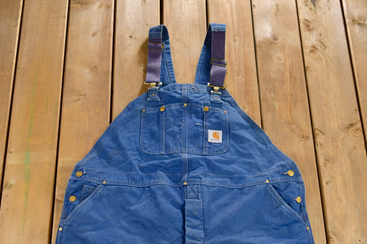 Vintage 1980s Carhartt Blue Canvas Double Knee Overalls / Thermal Lined / Utility Overalls / Vintage Workwear / Coveralls / Made in USA