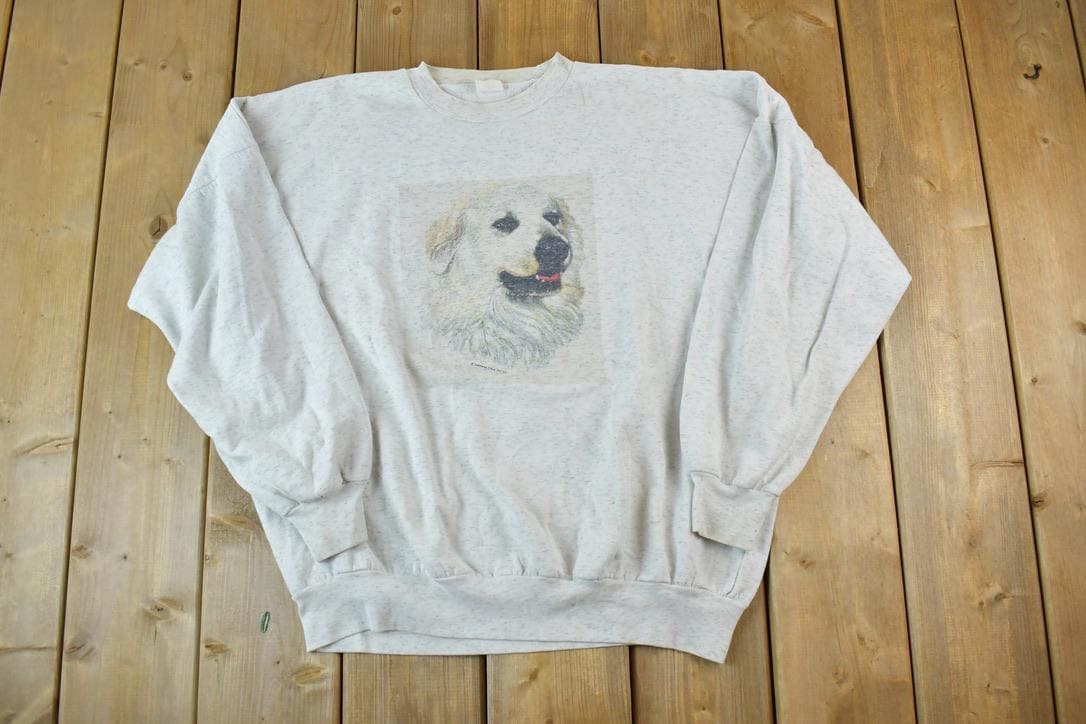 Vintage 1990s Cute Labrador Dog Crewneck Sweater
