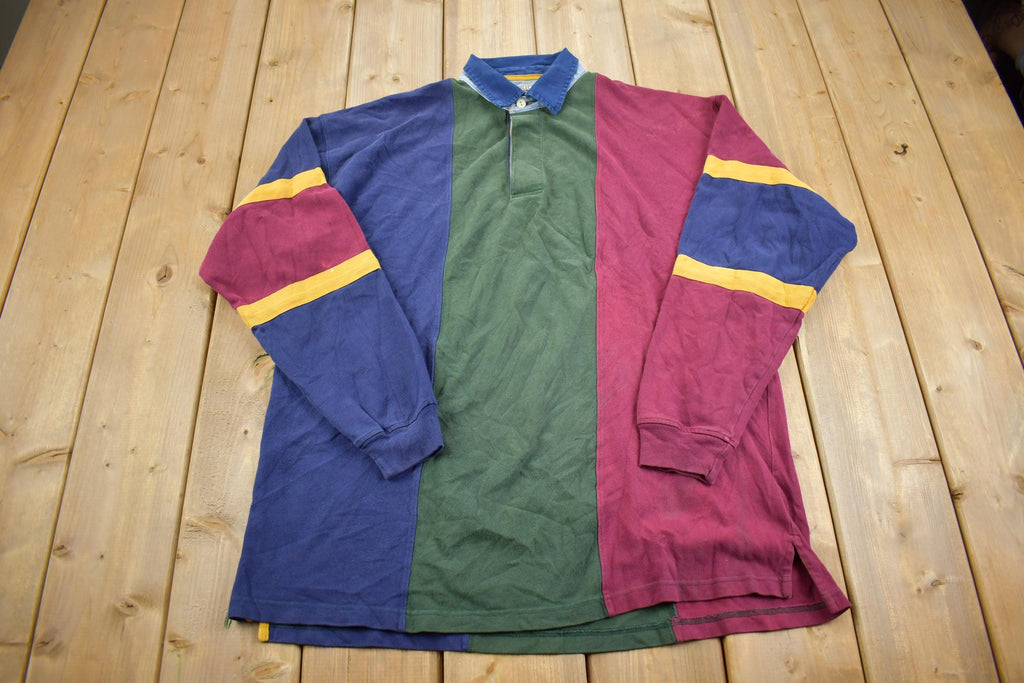 Vintage 1990s American Eagle Striped Rugby Shirt - Large
