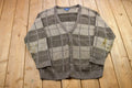 Vintage 1990s Town Craft Knitted Plaid Cardigan Sweater