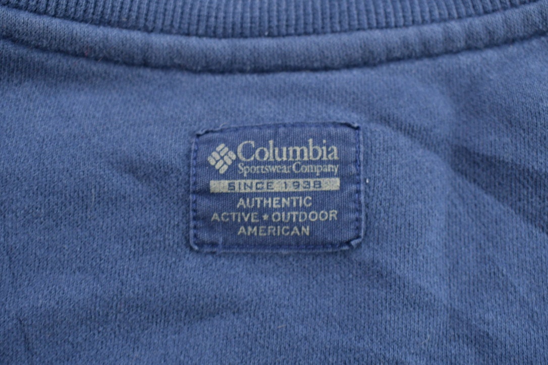 Vintage 1990s Columbia Navy Blue Blank Crewneck Sweatshirt