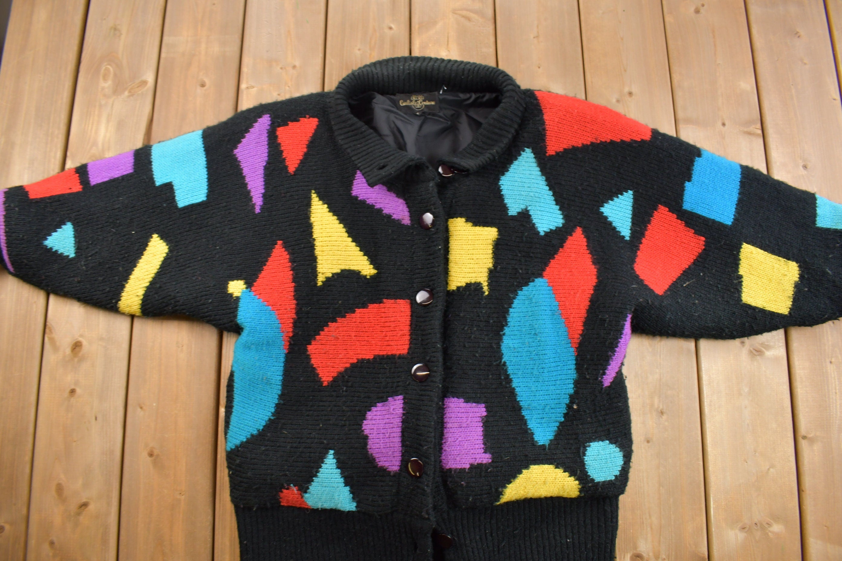Vintage 1980s Carlisle Couture Knit Shawl Cardigan Jacket
