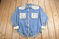 Vintage 1990s Zana-Di Lace Patchwork Denim Button Up Shirt