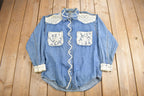 Vintage 1990s Zana-Di Lace Patchwork Denim Button Up Shirt