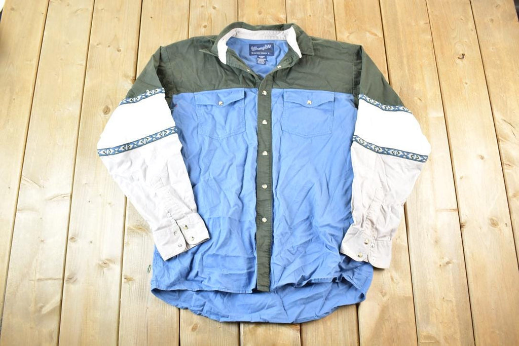 Vintage 1990s Wrangler South Western Style Button Up Rodeo Shirt Mens M