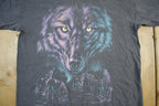 Vintage 1990s Wolf All Over Print Graphic T-Shirt Men's Large