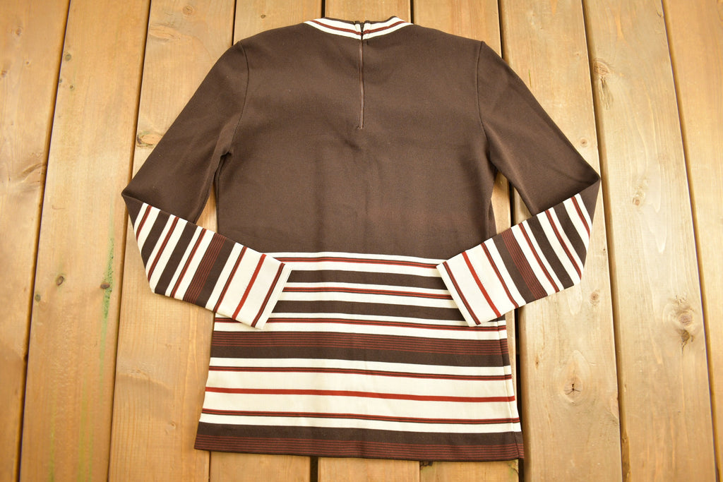 Vintage 1980s Striped Quarter Zip Crewneck Sweatshirt