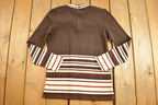 Vintage 1980s Striped Quarter Zip Crewneck Sweatshirt