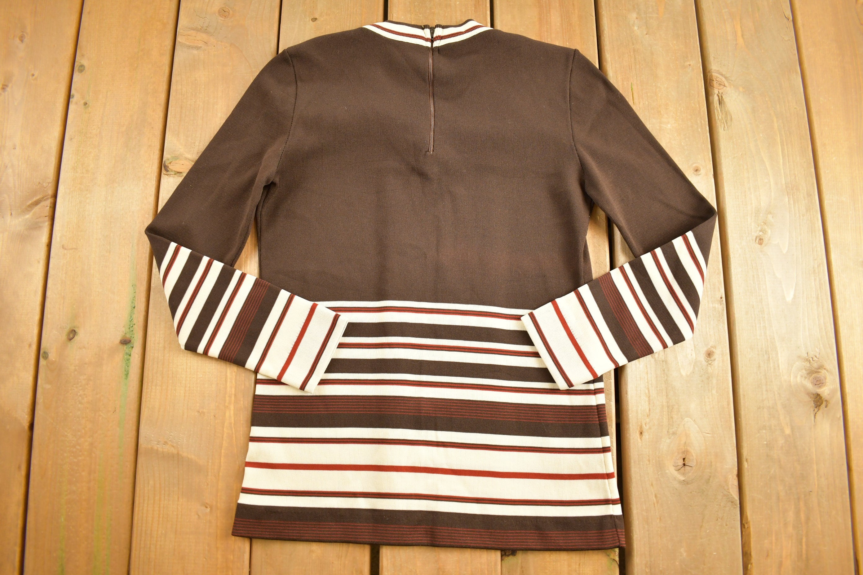 Vintage 1980s Striped Quarter Zip Crewneck Sweatshirt