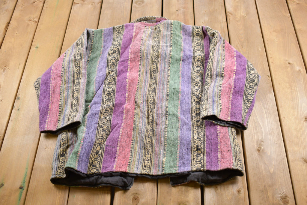 Vintage 1990s The Daily Planet Striped Hooded Sweater
