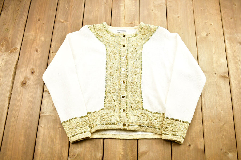 Vintage 1990s 3D Knit Cardigan Sweater /