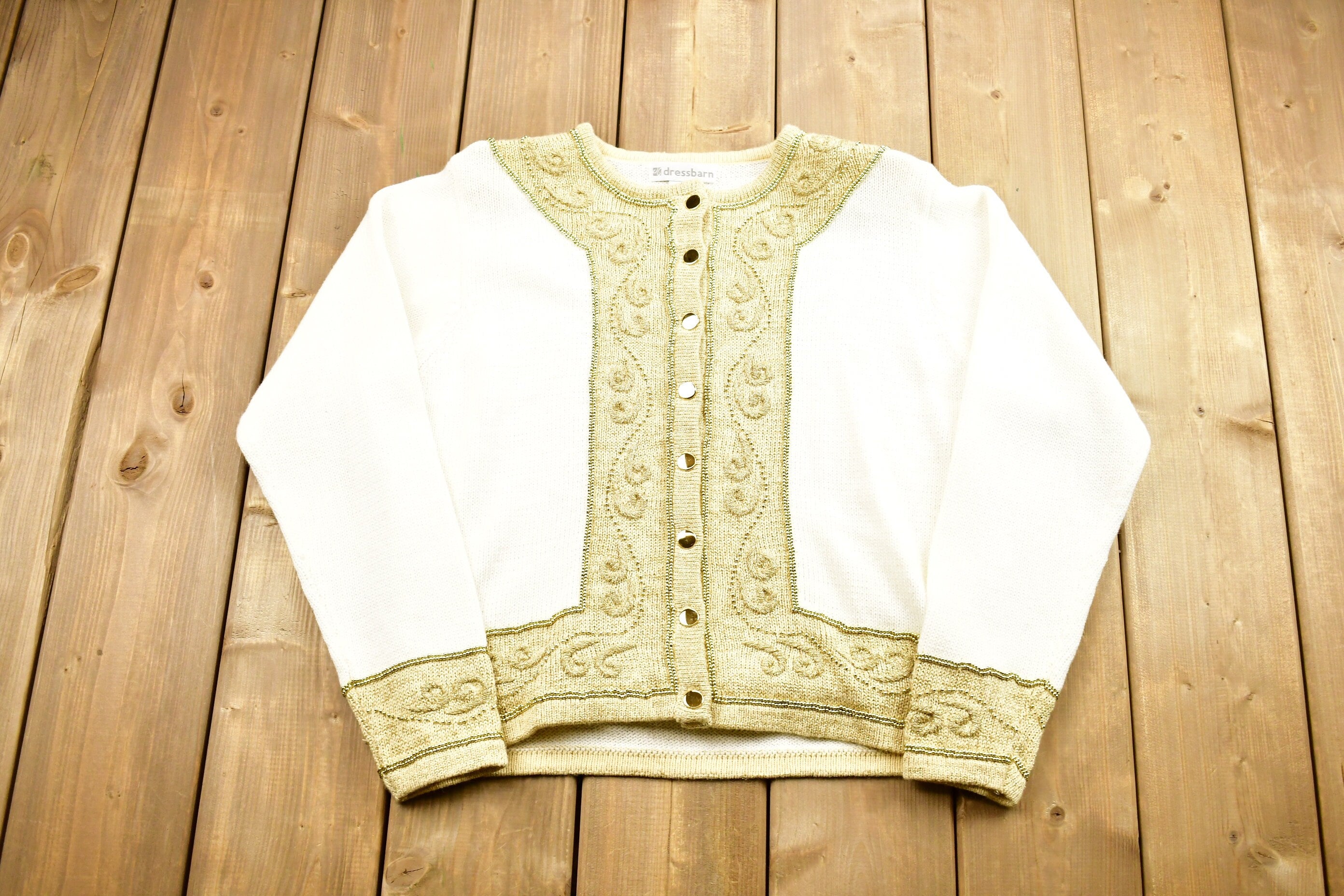 Vintage 1990s 3D Knit Cardigan Sweater