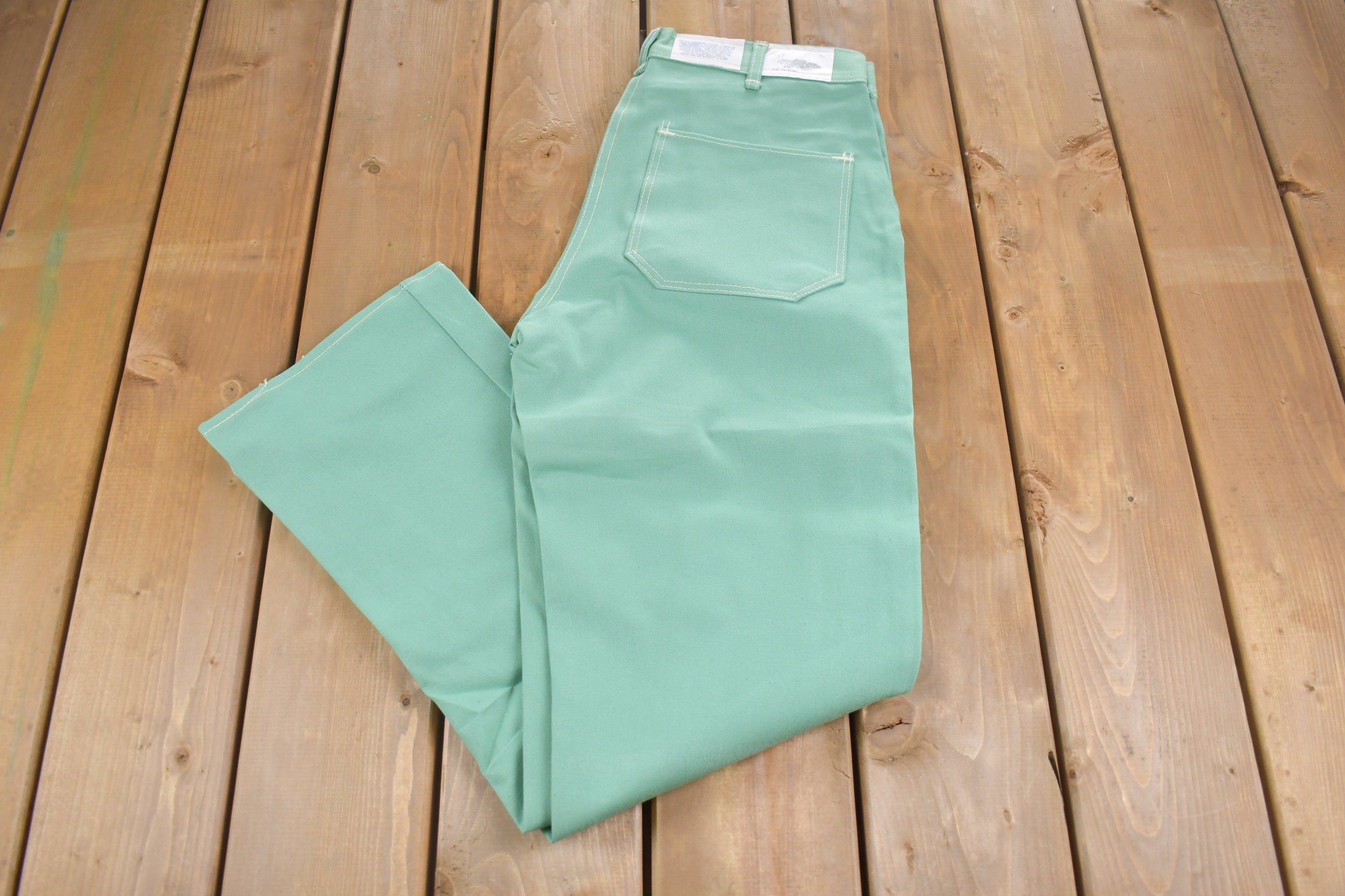 Vintage 1980's Seafoam Green Straight Leg Jeans 33 x32