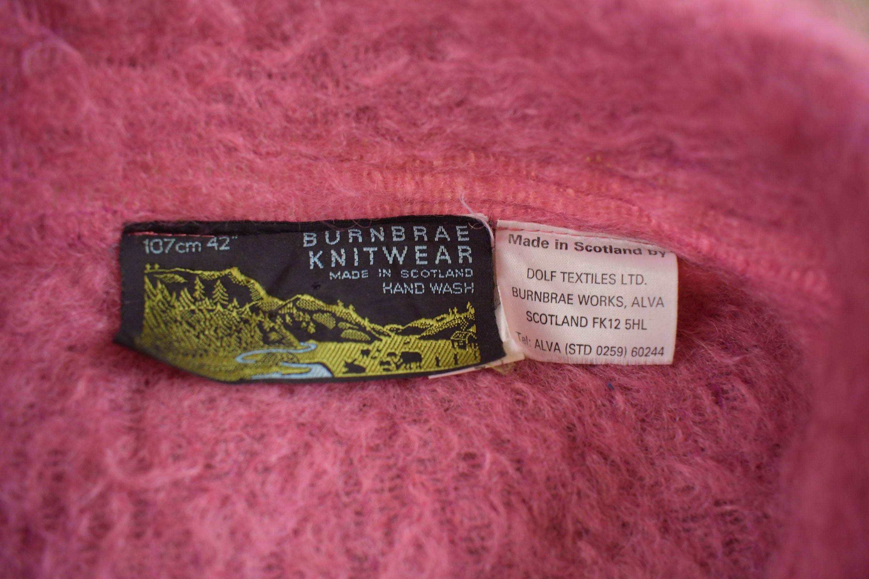 Vintage 1980s Burnbrae Knitwear Mohair Collared Cardigan Sweater