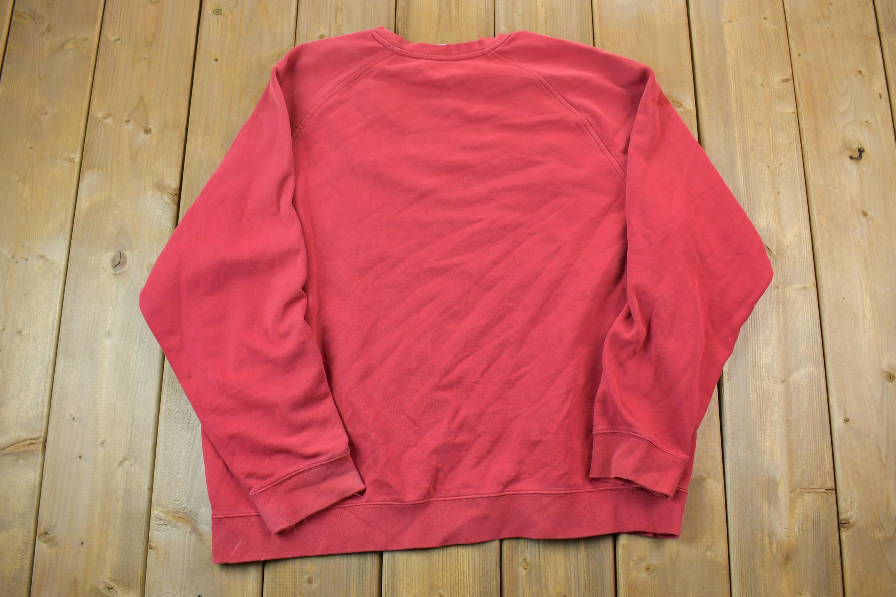 Vintage 1990s Red Nike Embroidered Mini Swoosh Crewneck Sweatshirt