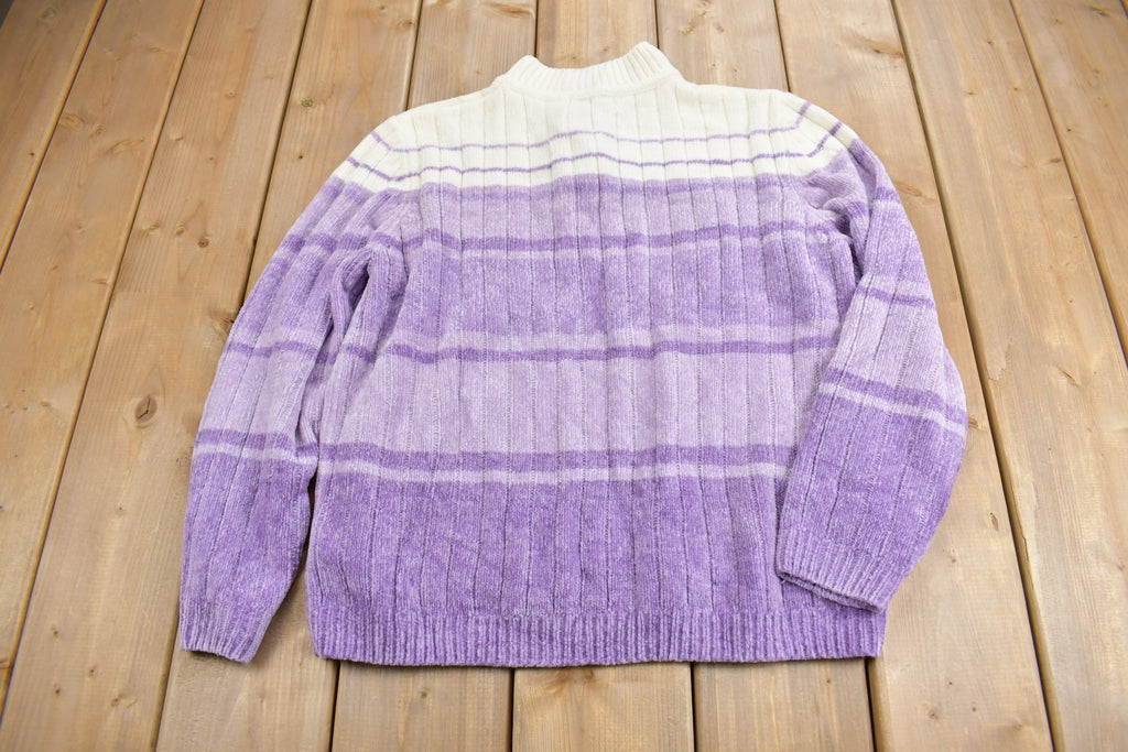Vintage 1990s Alfred Dunner Women QuarterZip Knit Sweater