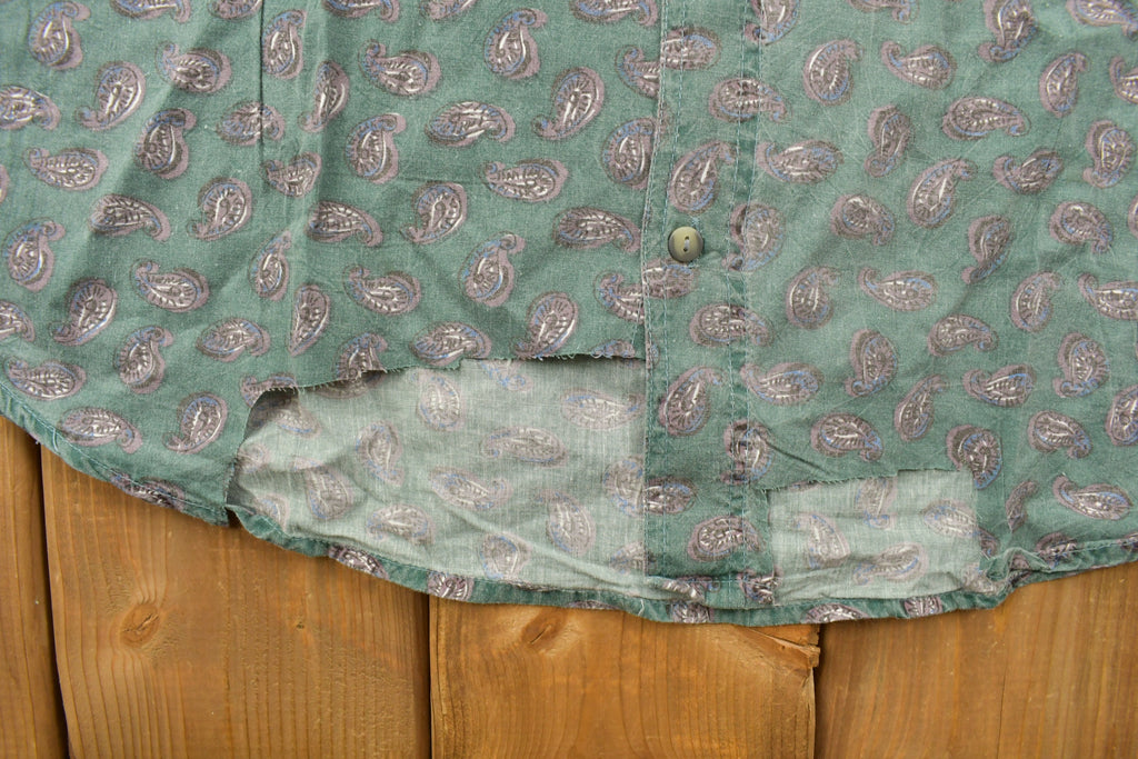 Vintage 1990s Pause Paisley Button Up Shirt / 1990s Button Up / Vintage Button Up / Basic Button Up / Paisley Pattern / Paisley Button Up