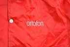 Vintage 1980s Ortofon Red and White Satin Bomber Jacket