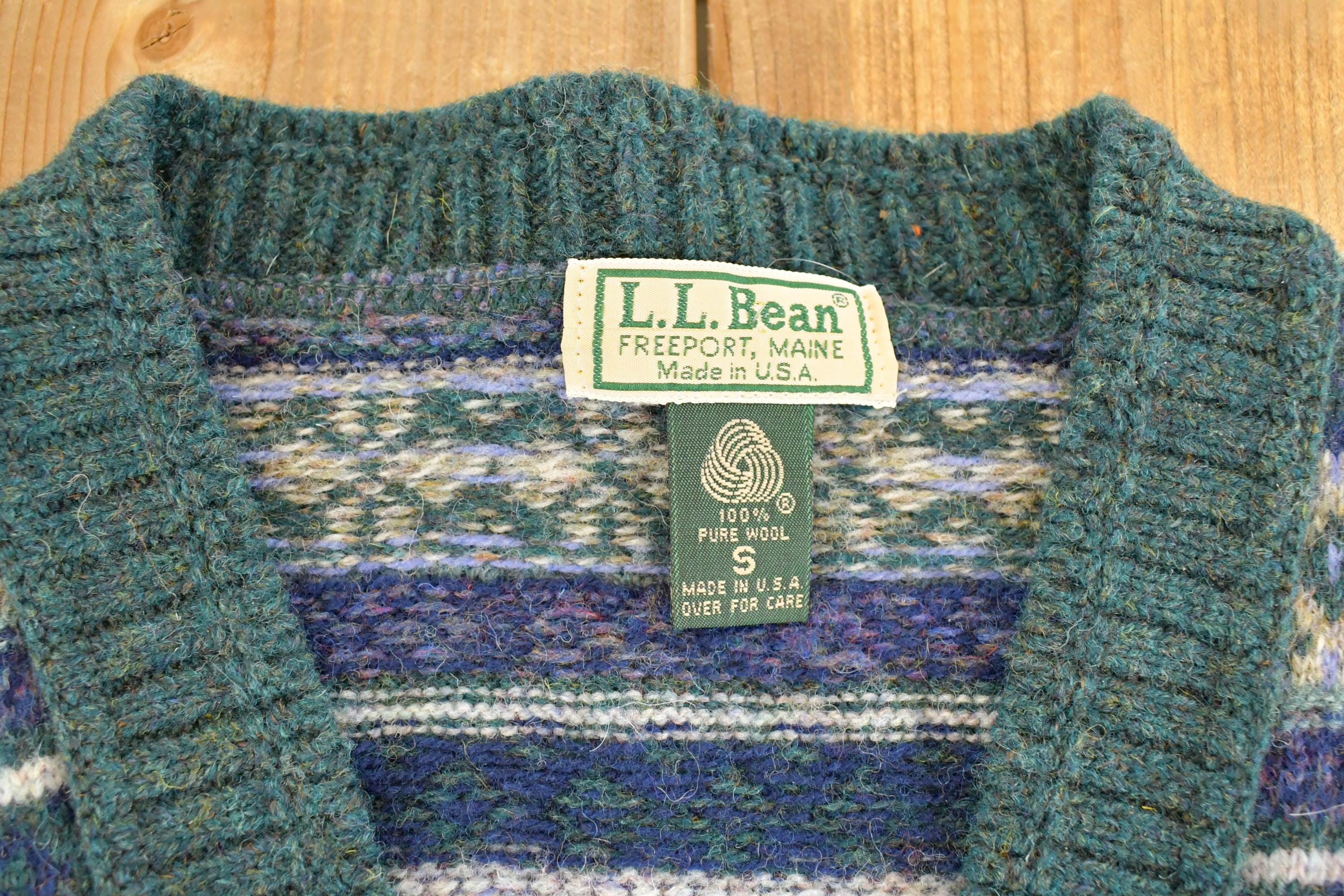Vintage 1990s LL Bean Outdoorsman Wool Knit Vest Mens S / Abstract Pattern 3D / 90s Knitted Top
