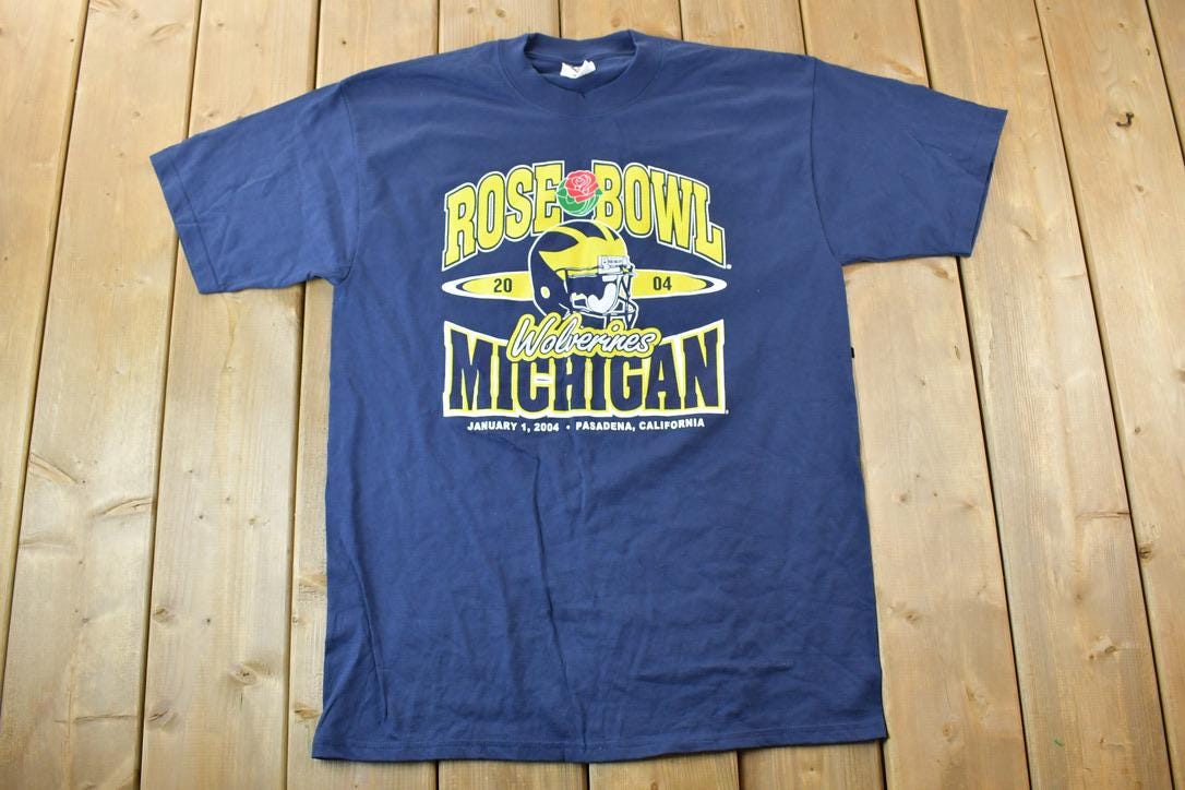 Vintage 2004 Michigan Wolverines Rose Bowl University Collegiate T-Shirt