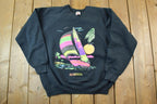 Vintage 1990s Hollywood Beach Florida Neon Sailboat Crewneck Sweatshirt