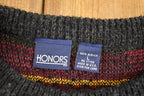 Vintage 1990s Honors Knit Crewneck Sweater Womens L  90's Abstract Pattern 3D Knitted Sweatshirt