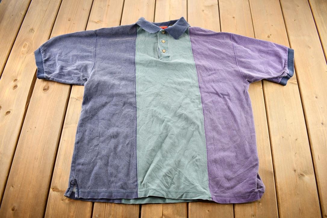 Vintage 1990s Halifax Three Tone Color Block Polo Shirt
