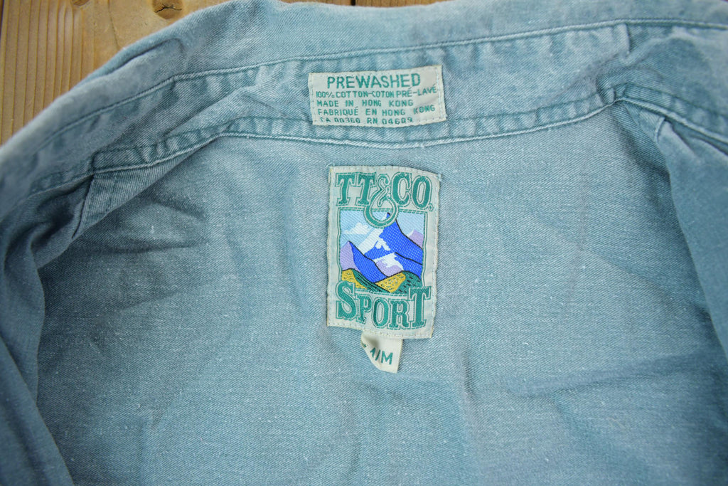 Vintage 1990s Blank Blue Button Up Shirt
