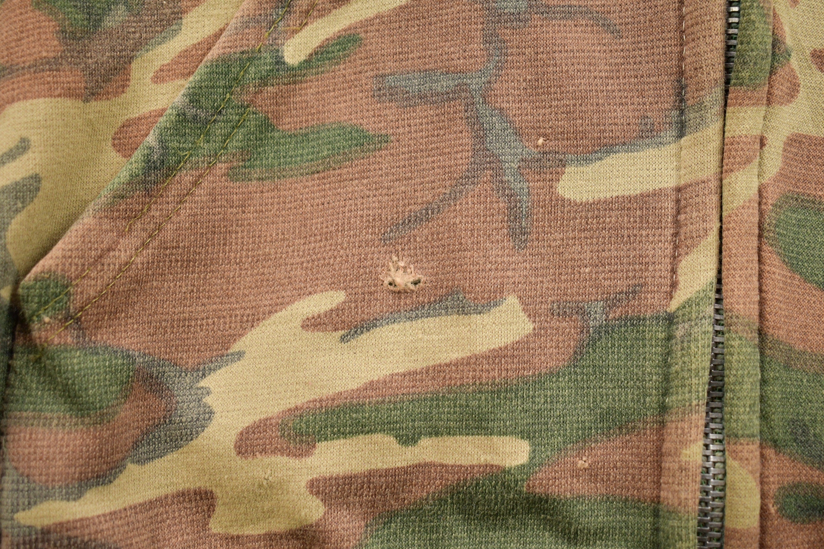 Vintage 1990s Distressed Camouflage Zip Up Hoodie  90s Hoodie  Vintage Sweater  Color Block  Camo Zip Up  Camo Hoodie  Camo Sweater