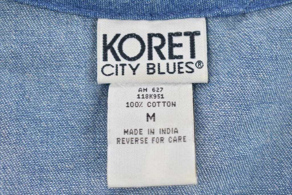 Vintage 1990s KORET City Blues Embroidered Button Up Vest / 1990s Button Up Vest / Vintage Vest / Embroidered Vest /