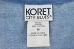 Vintage 1990s KORET City Blues Embroidered Button Up Vest / 1990s Button Up Vest / Vintage Vest / Embroidered Vest /