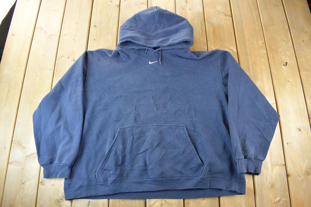 Vintage Y2K Nike Middle Swoosh Hoodie / Blue Nike Hoodie / Nike Swoosh / Embroidered / Nike Hoodie Size XXL / Made In Canada / Mid Swoosh