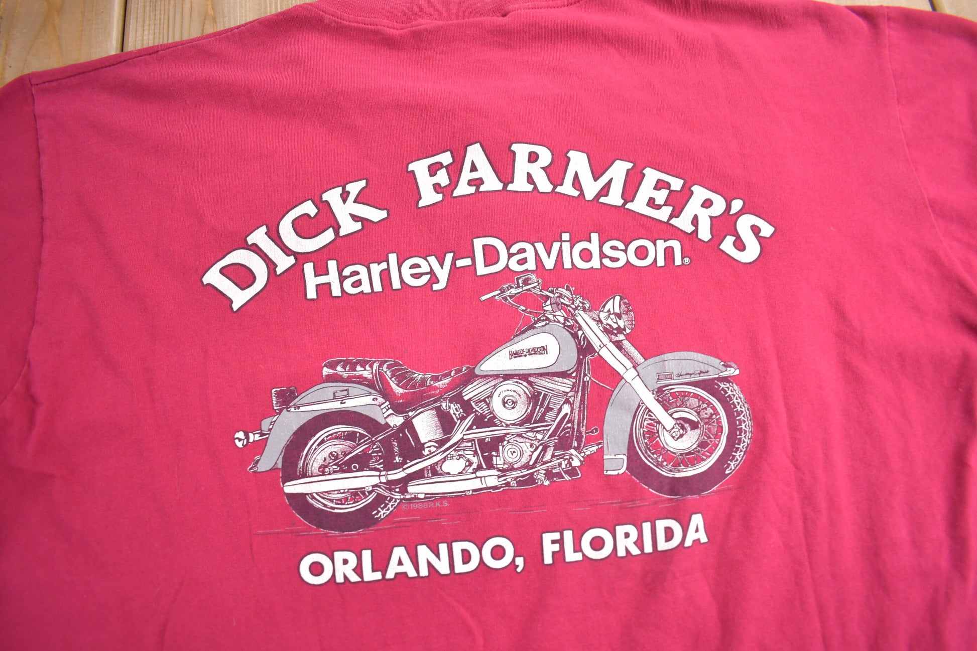 Vintage 1988 Dick Farmer's Harley Davidson Orlando Florida T-Shirt / Single Stitch / Made In USA / Henley Tee / Souvenir T Shirt