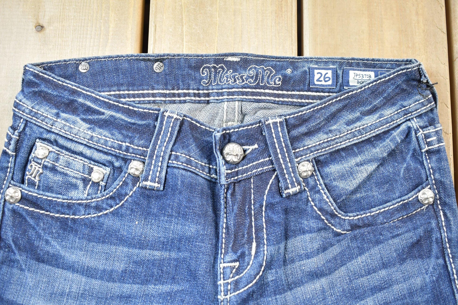 Vintage Y2K Miss Me Bedazzled Low Rise Jeans Size 26x33