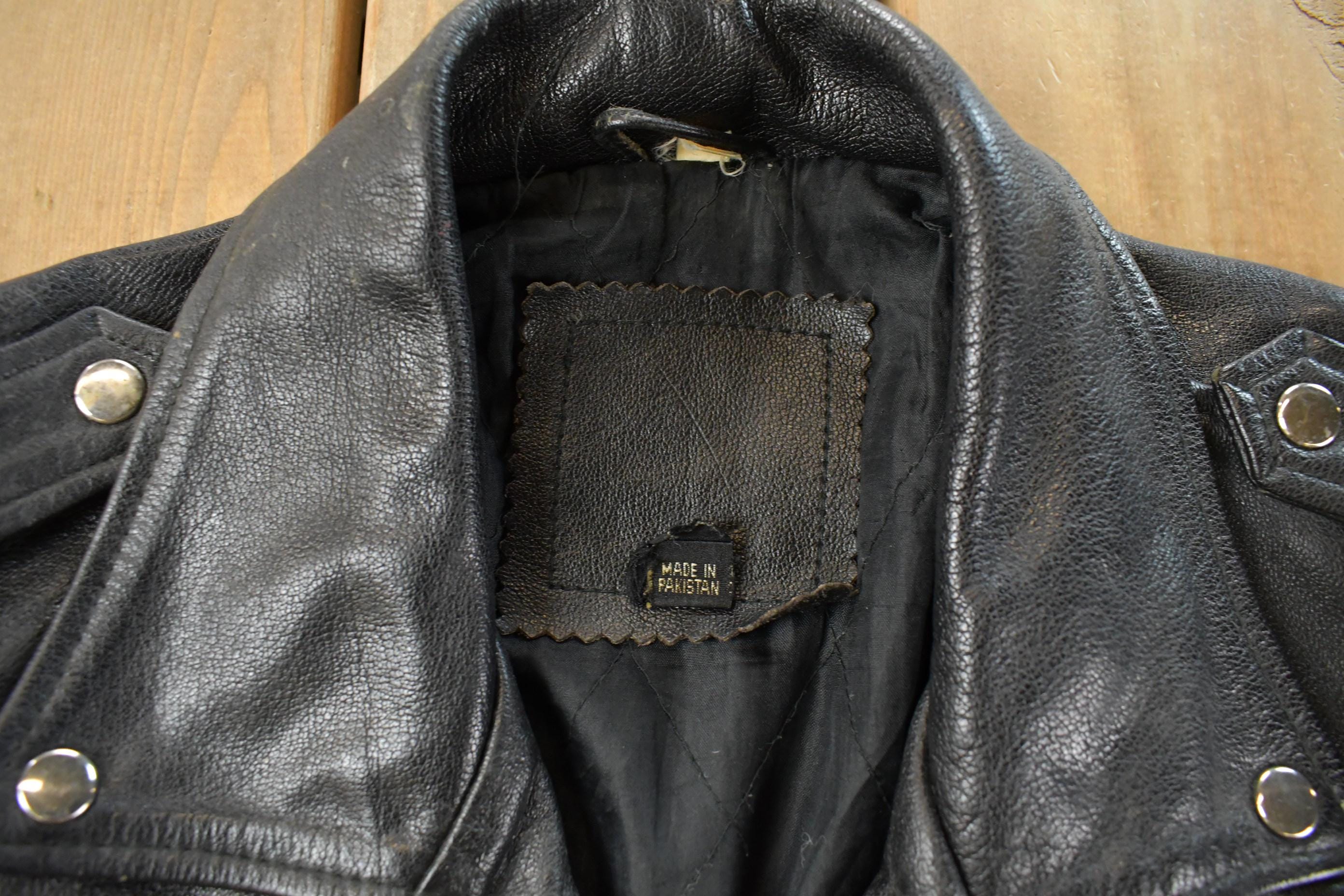 Vintage 1990s Biker Leather Jacket Men's Medium