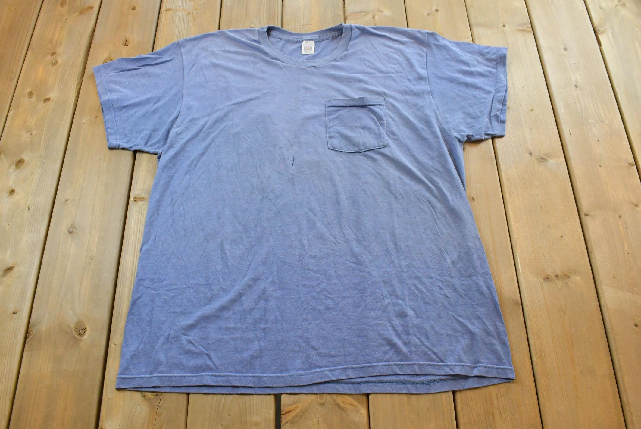 Vintage 1990s FotL Golden Blend Blank Blue Pocket T-Shirt Mens M /