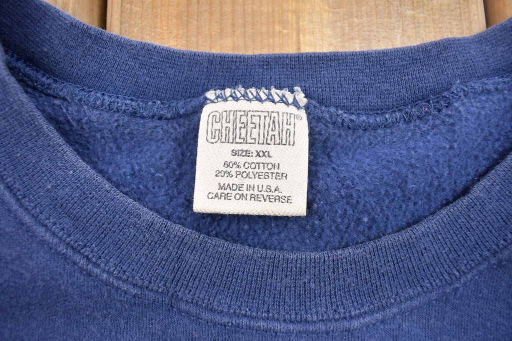 Vintage 1990s Cheetah Blank Blue Crewneck Sweatshirt