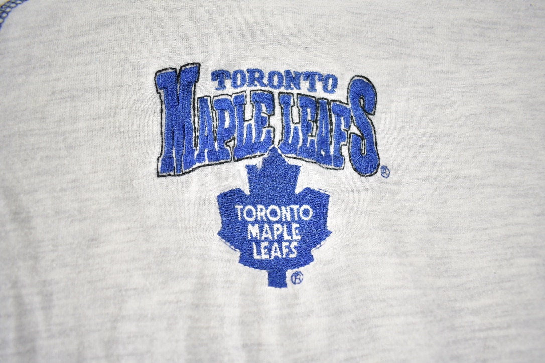 Vintage 1990s Toronto Maple Leafs Henley Collar Embroidered T-Shirt Size XL