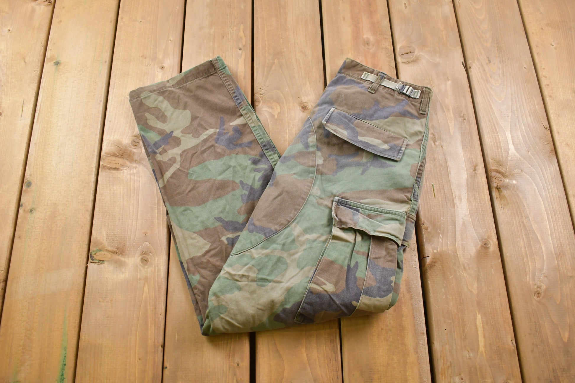 Vintage 2001 Military Woodland Camouflage Cargo Pocket Pants