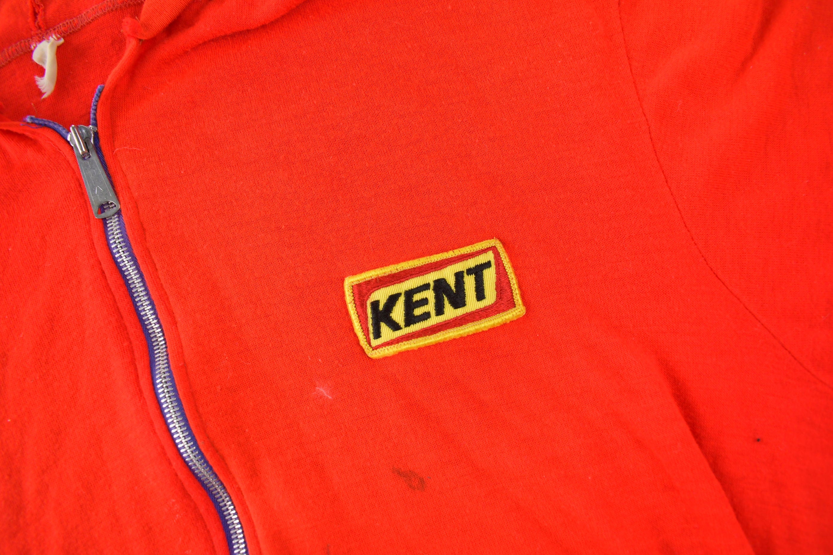 Vintage 1980s Kent Patchwork Zip Up Hoodie Made In USA Size M