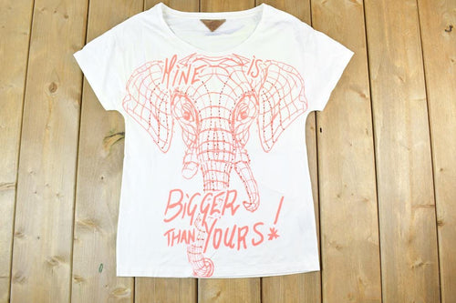 Women Vintage Vigoss Y2K Bigger Than Yours T-Shirt / Vigoss Grunge Elephant Print / Contrast Stitch / Internet Famous Clothing / Over Dyed