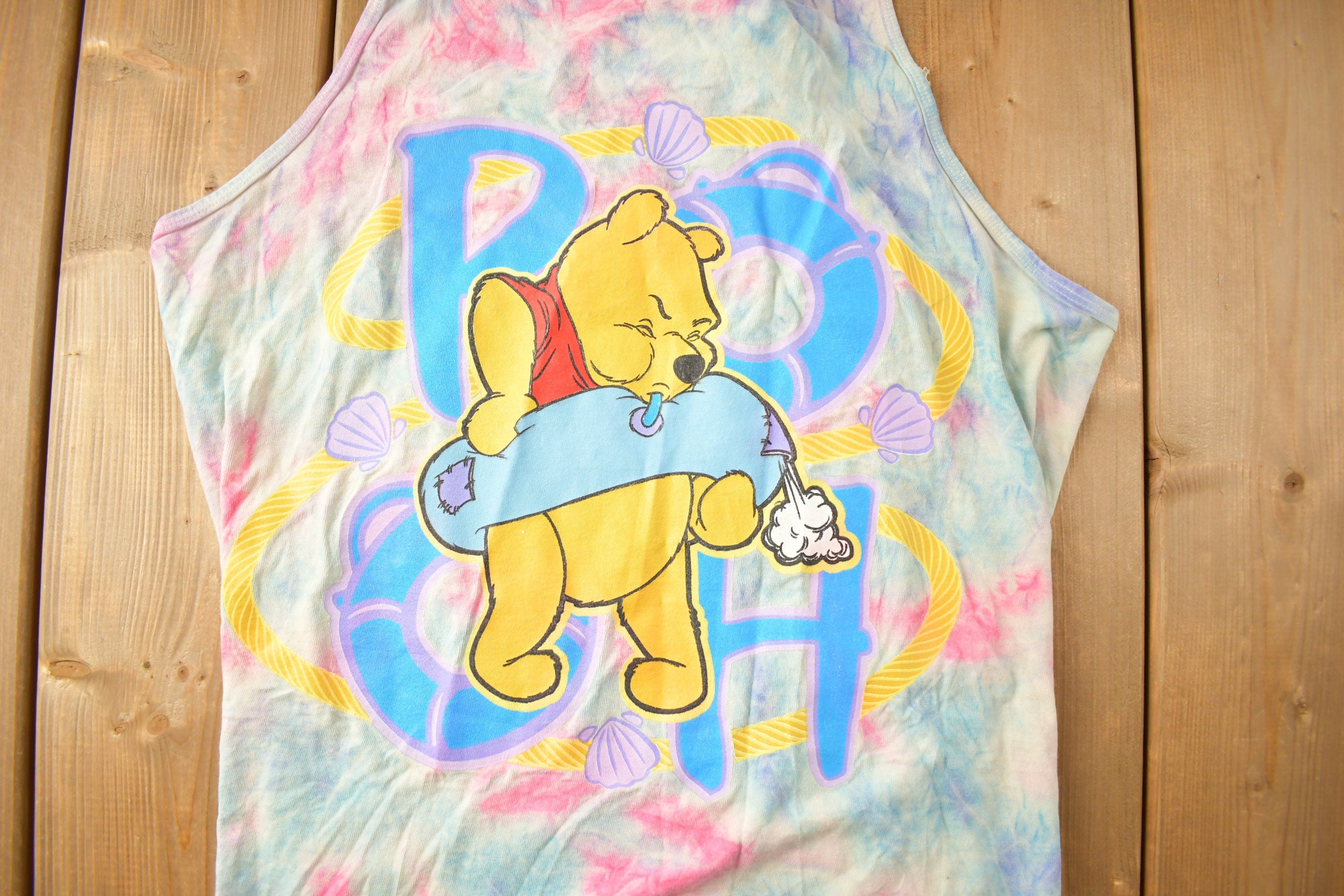 Vintage 1990s Winnie The Pooh Graphic Tie Dye Tank Top