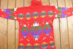 Vintage 1990s Aztec Pattern Knit Turtleneck Sweater