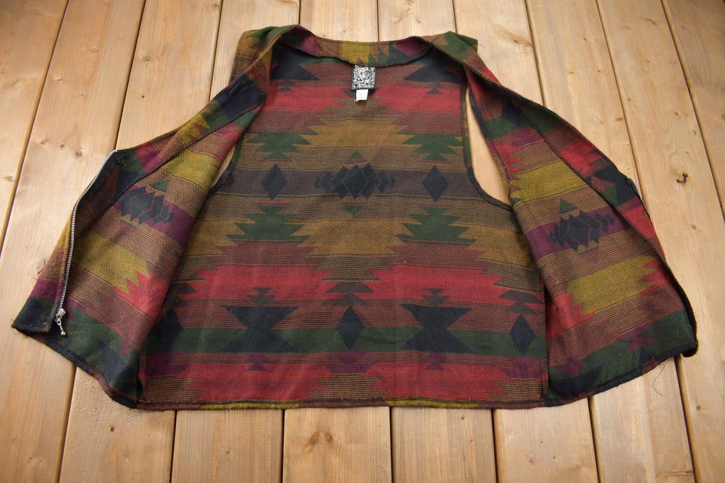 Vintage 1990s Attitudes Aztec Pattern Vest