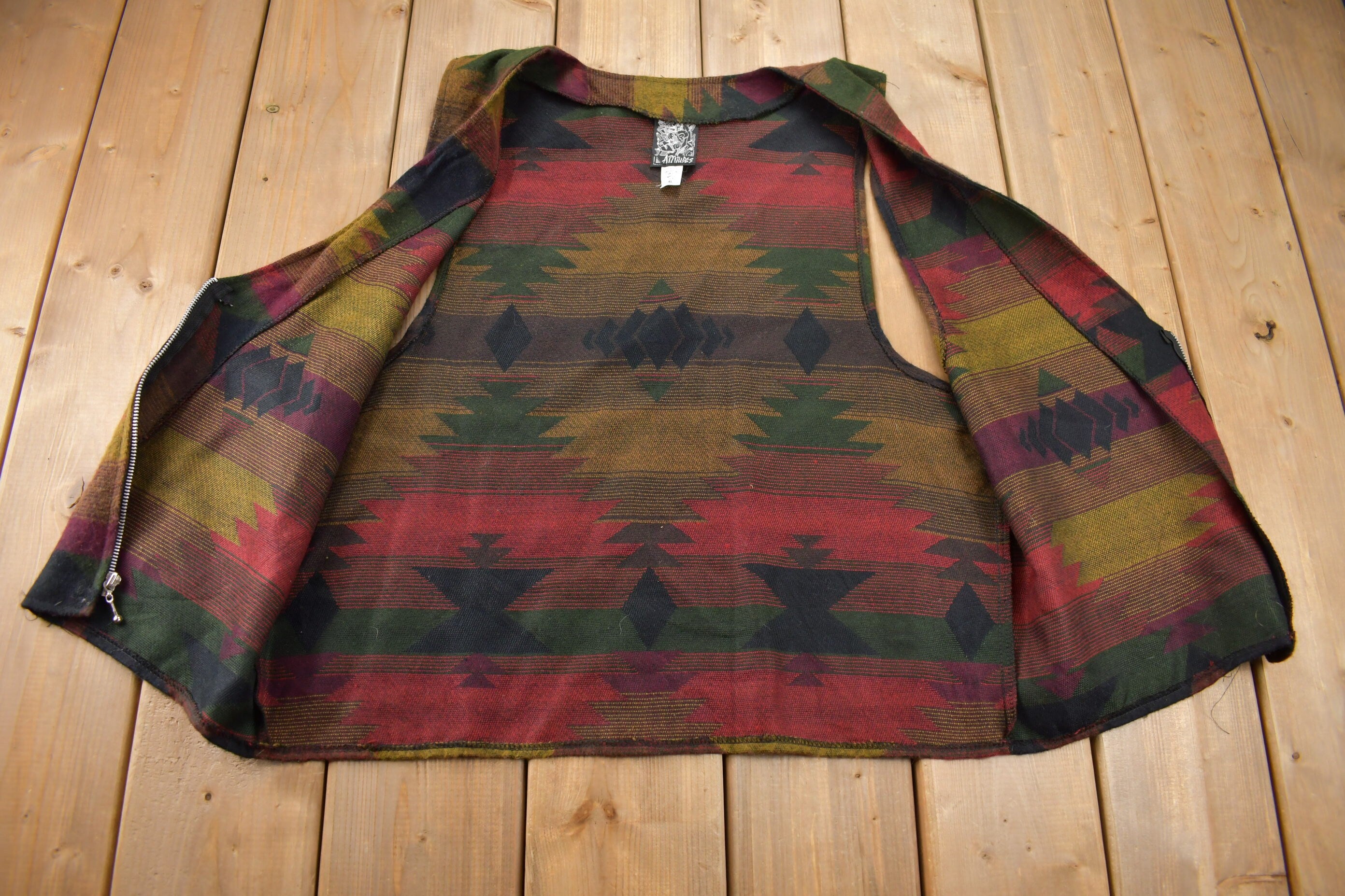 Vintage 1990s Attitudes Aztec Pattern Vest
