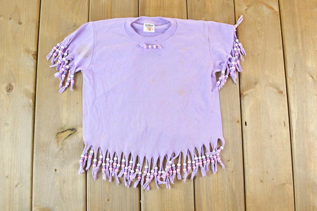 Vintage 1990s Sunbelt Tassel Beaded Single Stitch Youth T-Shirt